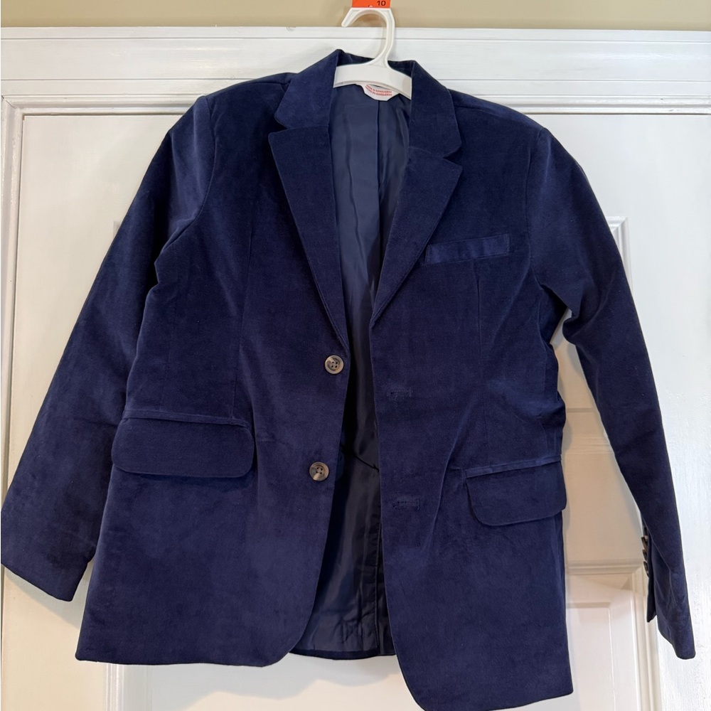 Navy Blue velvet boys blazer.
